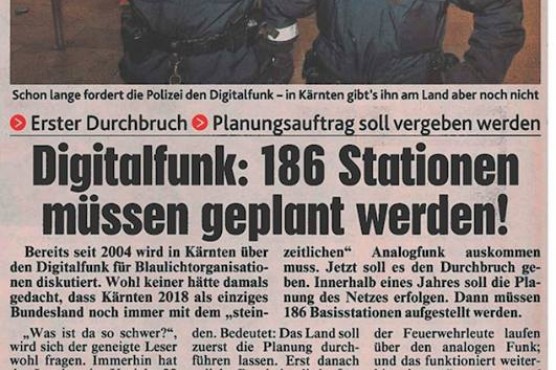 Kärnten hat als einziges Bundesland immer noch keinen Digitalfunk für Einsatzkräfte!